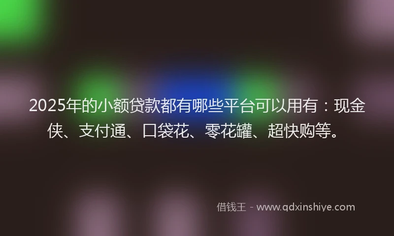 2025年的小额贷款都有哪些平台可以用有：现金侠、支付通、口袋花、零花罐、超快购等。