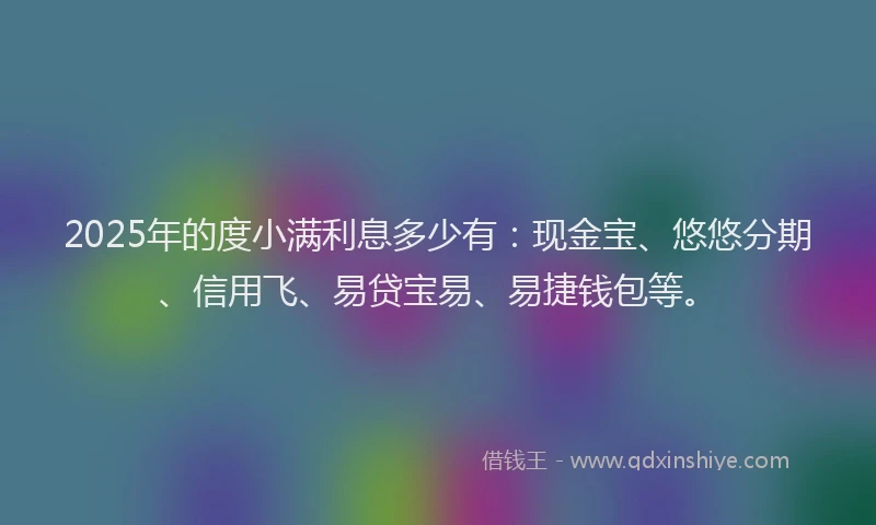 2025年的度小满利息多少有：现金宝、悠悠分期、信用飞、易贷宝易、易捷钱包等。