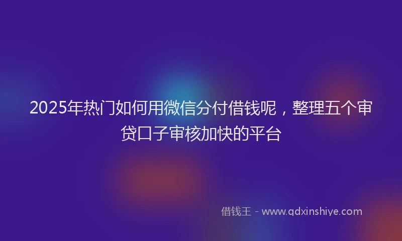 2025年热门如何用微信分付借钱呢，整理五个审贷口子审核加快的平台