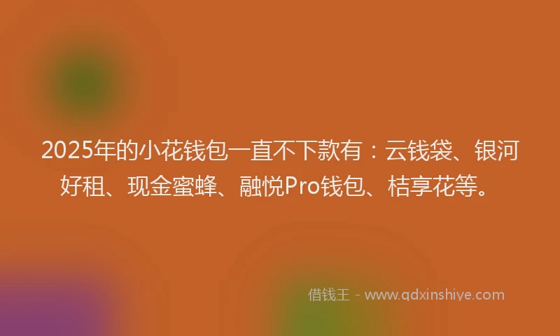 2025年的小花钱包一直不下款有：云钱袋、银河好租、现金蜜蜂、融悦Pro钱包、桔享花等。