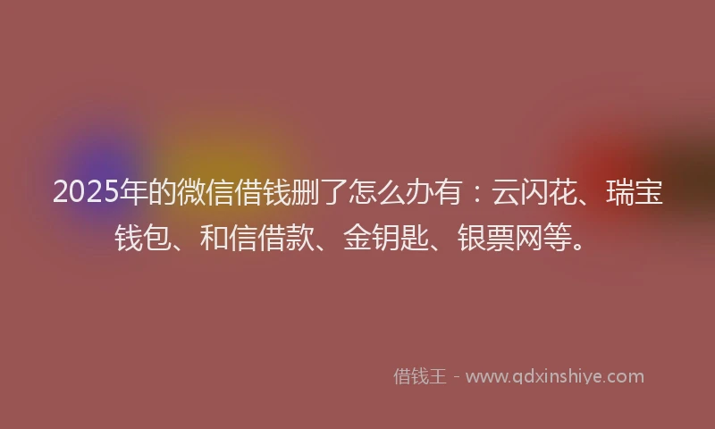 2025年的微信借钱删了怎么办有：云闪花、瑞宝钱包、和信借款、金钥匙、银票网等。