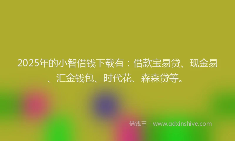 2025年的小智借钱下载有：借款宝易贷、现金易、汇金钱包、时代花、森森贷等。