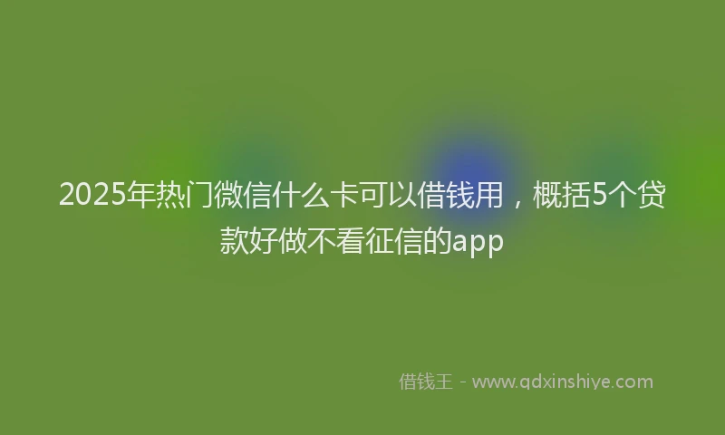 2025年热门微信什么卡可以借钱用，概括5个贷款好做不看征信的app