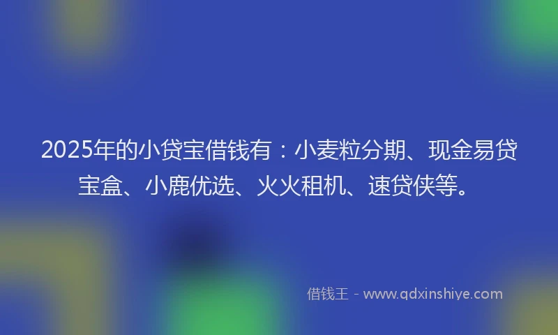 2025年的小贷宝借钱有：小麦粒分期、现金易贷宝盒、小鹿优选、火火租机、速贷侠等。