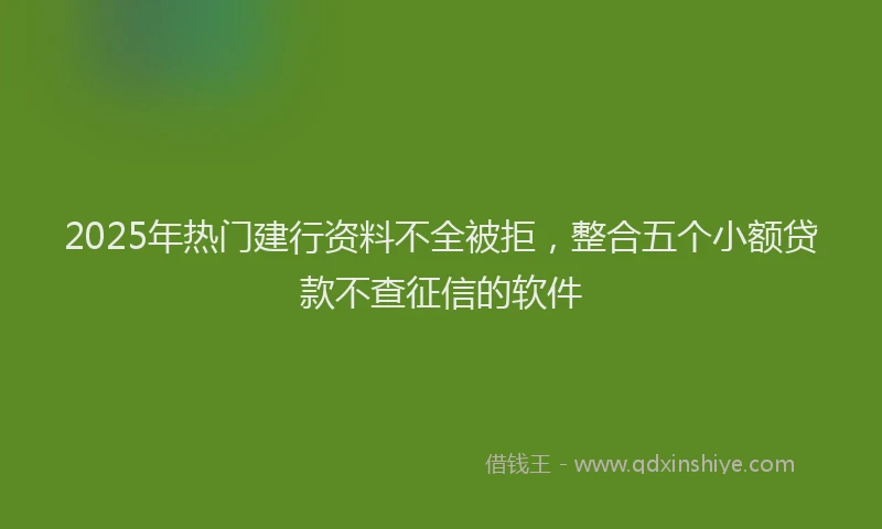 2025年热门建行资料不全被拒，整合五个小额贷款不查征信的软件