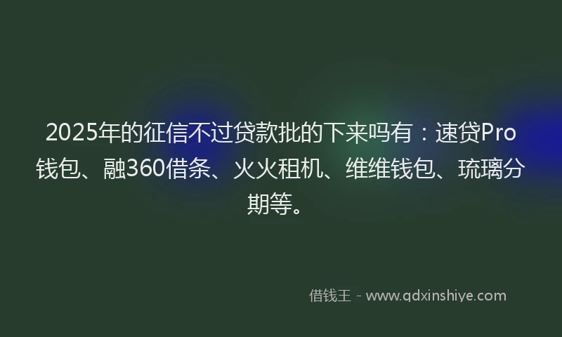2025年的征信不过贷款批的下来吗有：速贷Pro钱包、融360借条、火火租机、维维钱包、琉璃分期等。
