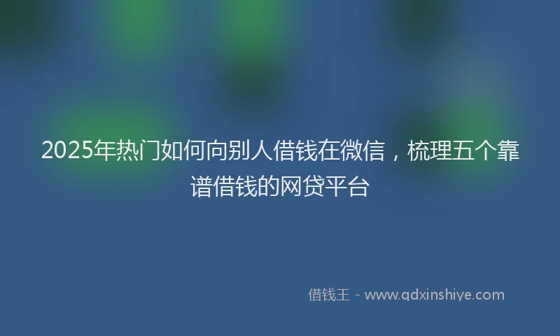 2025年热门如何向别人借钱在微信，梳理五个靠谱借钱的网贷平台