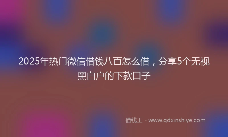 2025年热门微信借钱八百怎么借，分享5个无视黑白户的下款口子