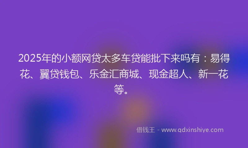 2025年的小额网贷太多车贷能批下来吗有：易得花、翼贷钱包、乐金汇商城、现金超人、新一花等。