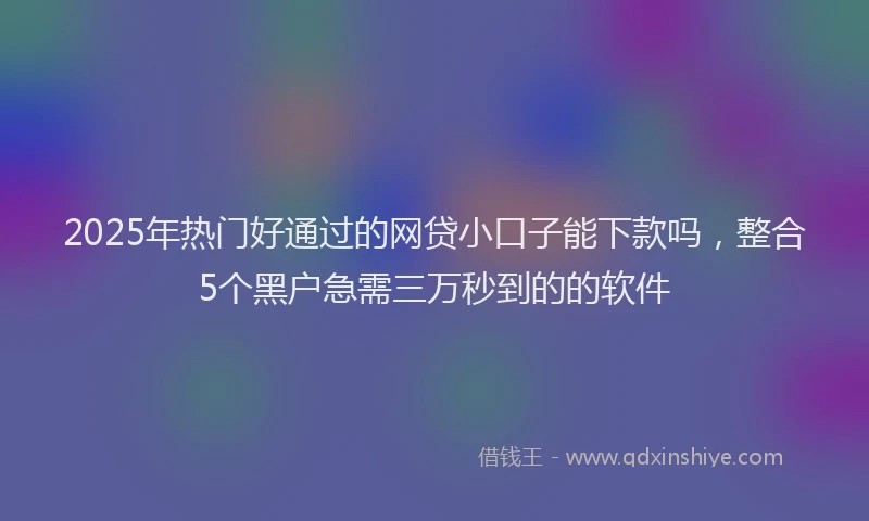 2025年热门好通过的网贷小口子能下款吗，整合5个黑户急需三万秒到的的软件