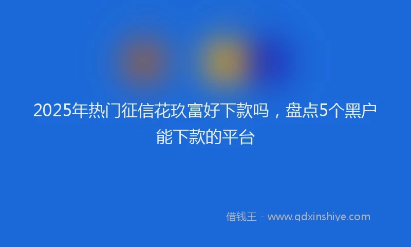 2025年热门征信花玖富好下款吗，盘点5个黑户能下款的平台