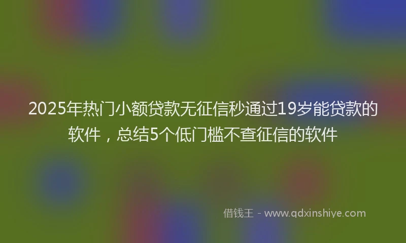2025年热门小额贷款无征信秒通过19岁能贷款的软件，总结5个低门槛不查征信的软件