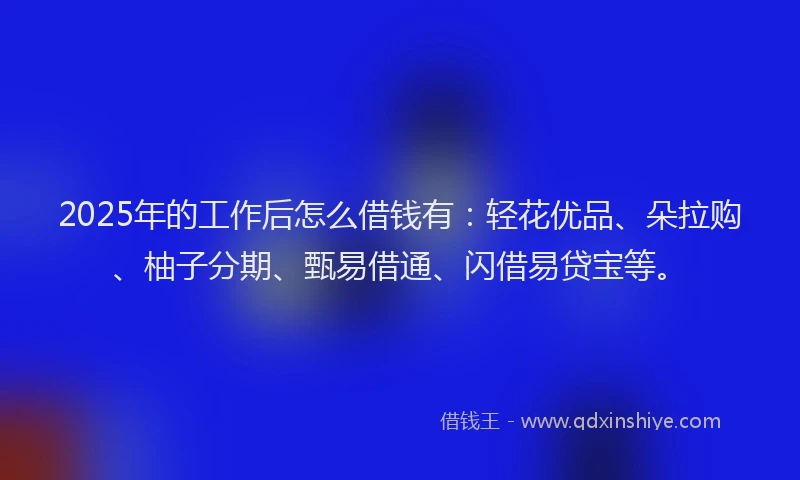 2025年的工作后怎么借钱有：轻花优品、朵拉购、柚子分期、甄易借通、闪借易贷宝等。