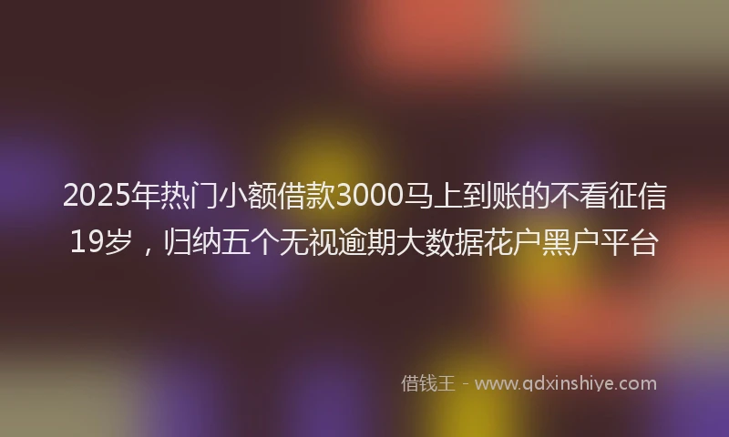 2025年热门小额借款3000马上到账的不看征信19岁，归纳五个无视逾期大数据花户黑户平台
