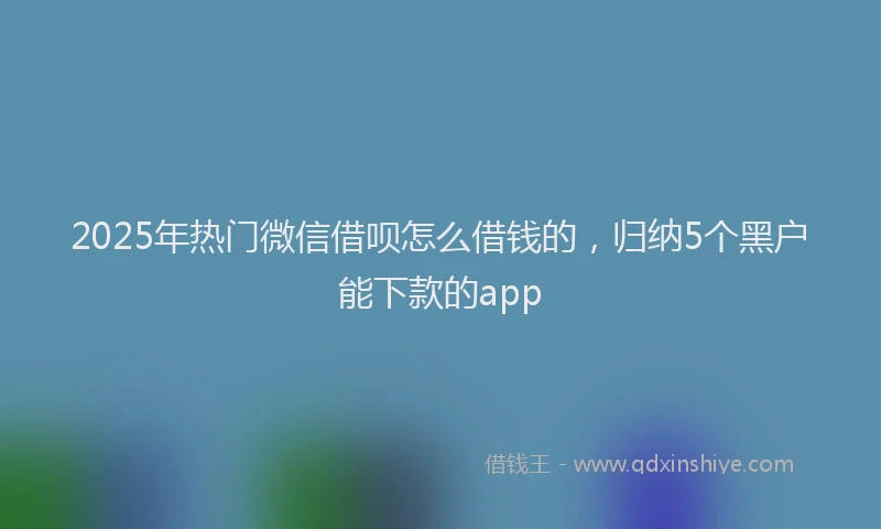2025年热门微信借呗怎么借钱的，归纳5个黑户能下款的app
