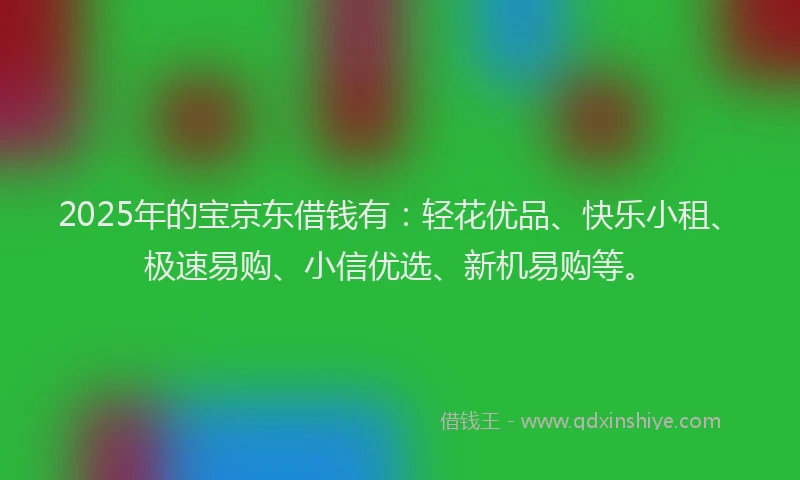 2025年的宝京东借钱有：轻花优品、快乐小租、极速易购、小信优选、新机易购等。