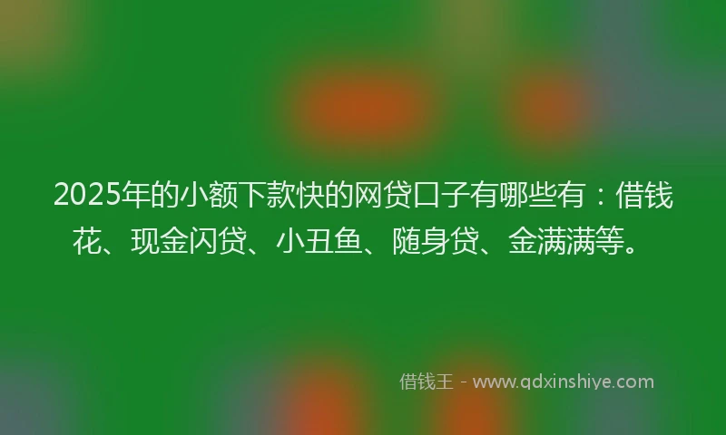 2025年的小额下款快的网贷口子有哪些有：借钱花、现金闪贷、小丑鱼、随身贷、金满满等。