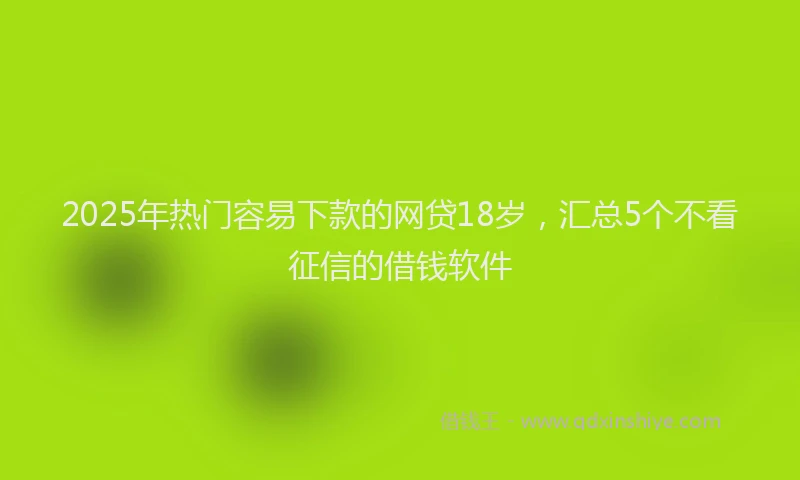 2025年热门容易下款的网贷18岁，汇总5个不看征信的借钱软件