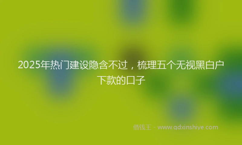2025年热门建设隐含不过，梳理五个无视黑白户下款的口子