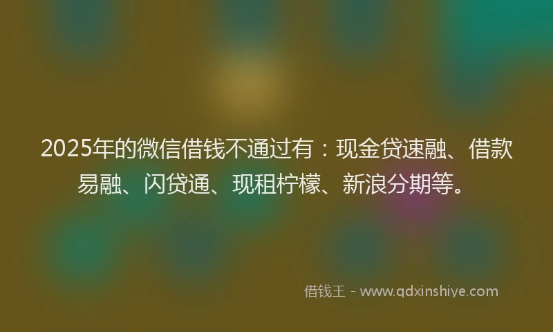 2025年的微信借钱不通过有：现金贷速融、借款易融、闪贷通、现租柠檬、新浪分期等。