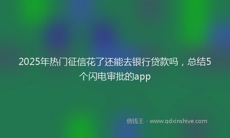 2025年热门征信花了还能去银行贷款吗，总结5个闪电审批的app