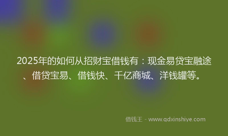 2025年的如何从招财宝借钱有：现金易贷宝融途、借贷宝易、借钱快、千亿商城、洋钱罐等。