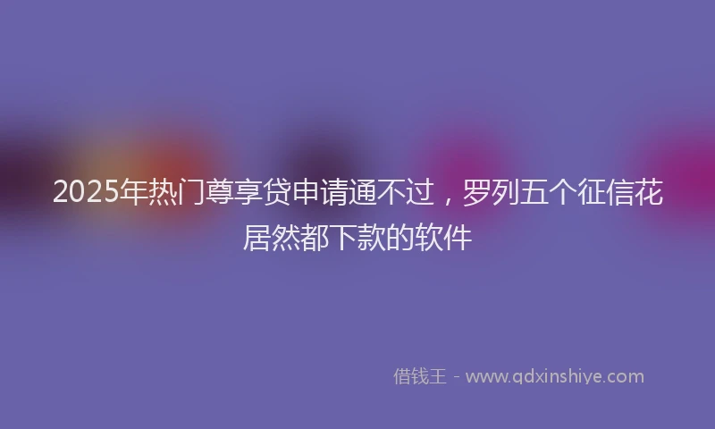 2025年热门尊享贷申请通不过，罗列五个征信花居然都下款的软件