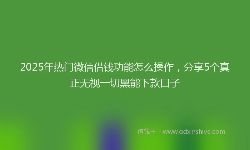 2025年热门微信借钱功能怎么操作，分享5个真正无视一切黑能下款口子