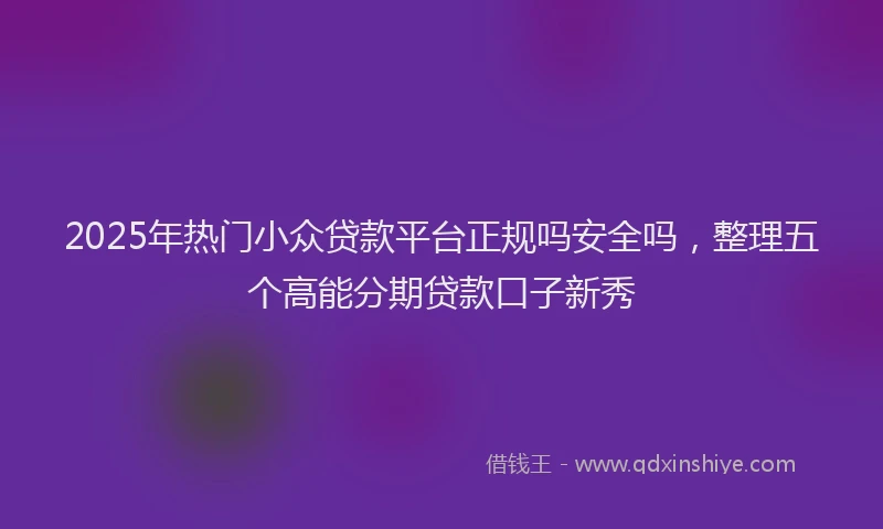 2025年热门小众贷款平台正规吗安全吗，整理五个高能分期贷款口子新秀