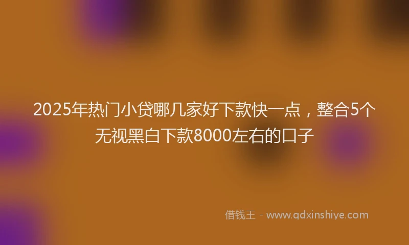 2025年热门小贷哪几家好下款快一点，整合5个无视黑白下款8000左右的口子