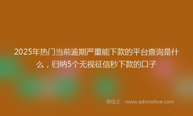 2025年热门当前逾期严重能下款的平台查询是什么，归纳5个无视征信秒下款的口子