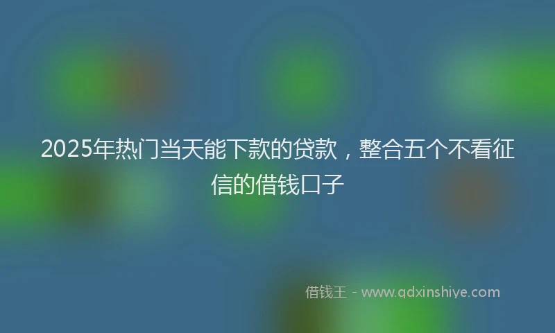 2025年热门当天能下款的贷款，整合五个不看征信的借钱口子