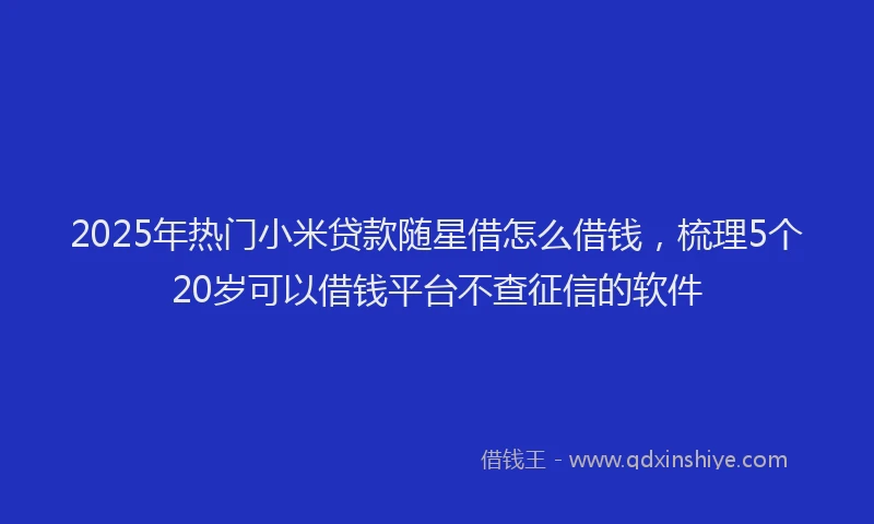 2025年热门小米贷款随星借怎么借钱，梳理5个20岁可以借钱平台不查征信的软件