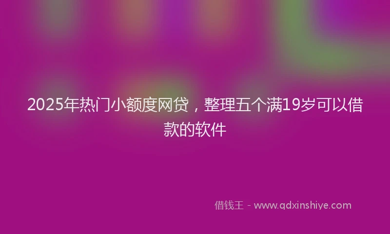2025年热门小额度网贷，整理五个满19岁可以借款的软件