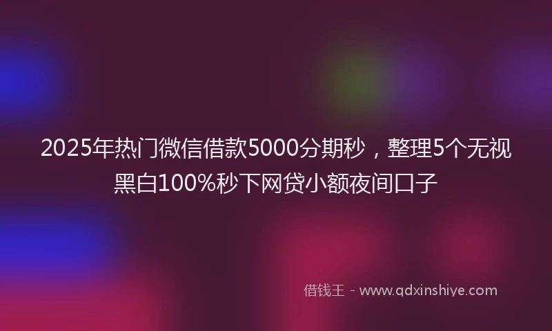 2025年热门微信借款5000分期秒，整理5个无视黑白100%秒下网贷小额夜间口子
