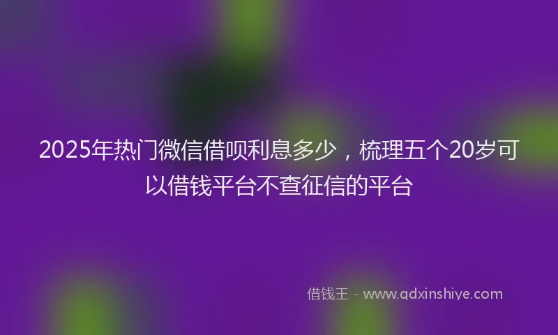 2025年热门微信借呗利息多少，梳理五个20岁可以借钱平台不查征信的平台