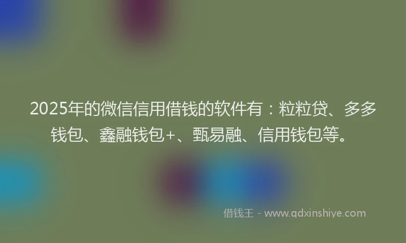 2025年的微信信用借钱的软件有：粒粒贷、多多钱包、鑫融钱包+、甄易融、信用钱包等。