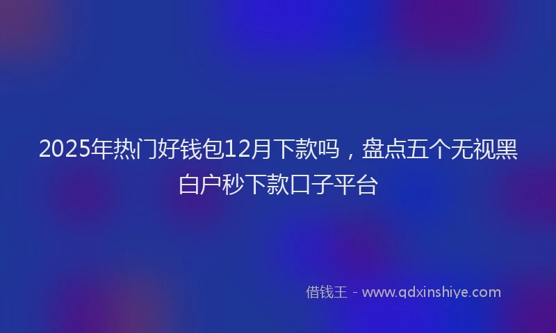 2025年热门好钱包12月下款吗，盘点五个无视黑白户秒下款口子平台
