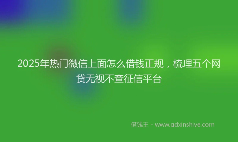 2025年热门微信上面怎么借钱正规，梳理五个网贷无视不查征信平台