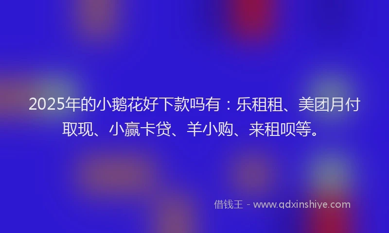 2025年的小鹅花好下款吗有：乐租租、美团月付取现、小赢卡贷、羊小购、来租呗等。