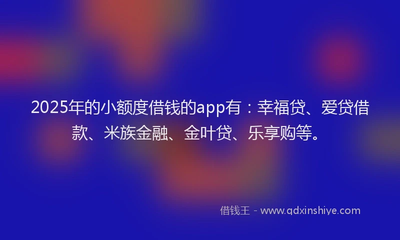 2025年的小额度借钱的app有：幸福贷、爱贷借款、米族金融、金叶贷、乐享购等。