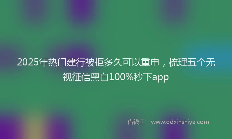 2025年热门建行被拒多久可以重申，梳理五个无视征信黑白100%秒下app