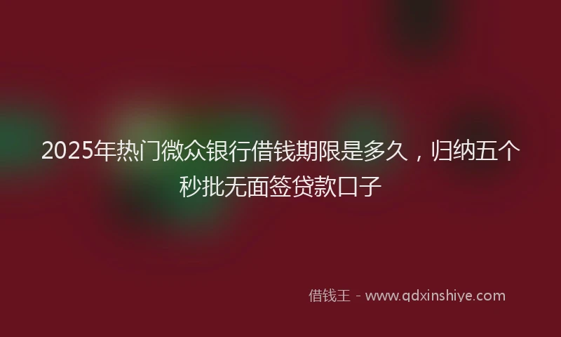 2025年热门微众银行借钱期限是多久，归纳五个秒批无面签贷款口子