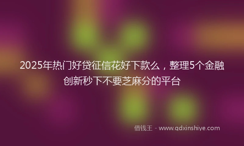 2025年热门好贷征信花好下款么，整理5个金融创新秒下不要芝麻分的平台