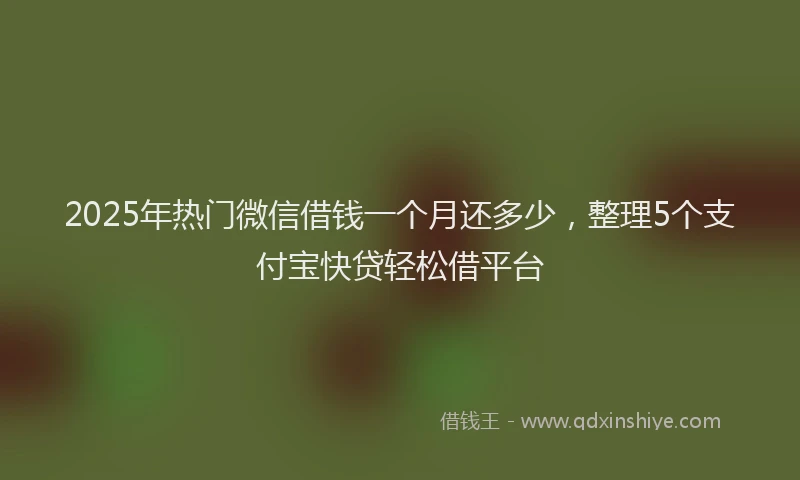 2025年热门微信借钱一个月还多少，整理5个支付宝快贷轻松借平台