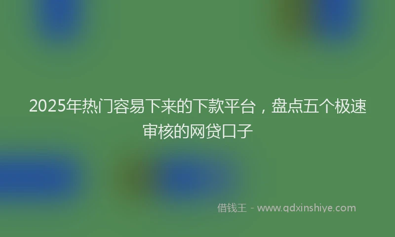 2025年热门容易下来的下款平台，盘点五个极速审核的网贷口子