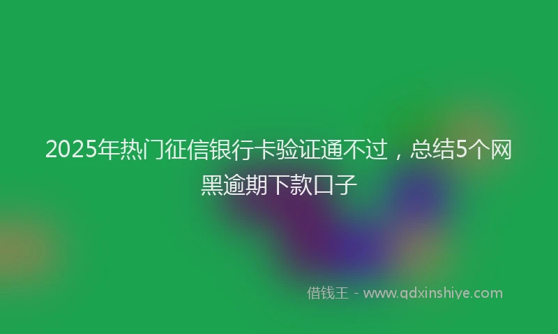 2025年热门征信银行卡验证通不过，总结5个网黑逾期下款口子