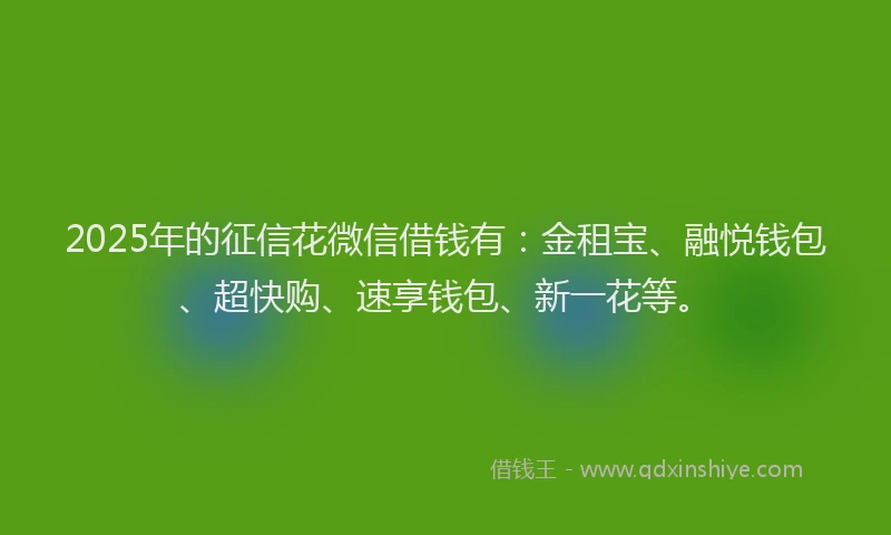 2025年的征信花微信借钱有：金租宝、融悦钱包、超快购、速享钱包、新一花等。