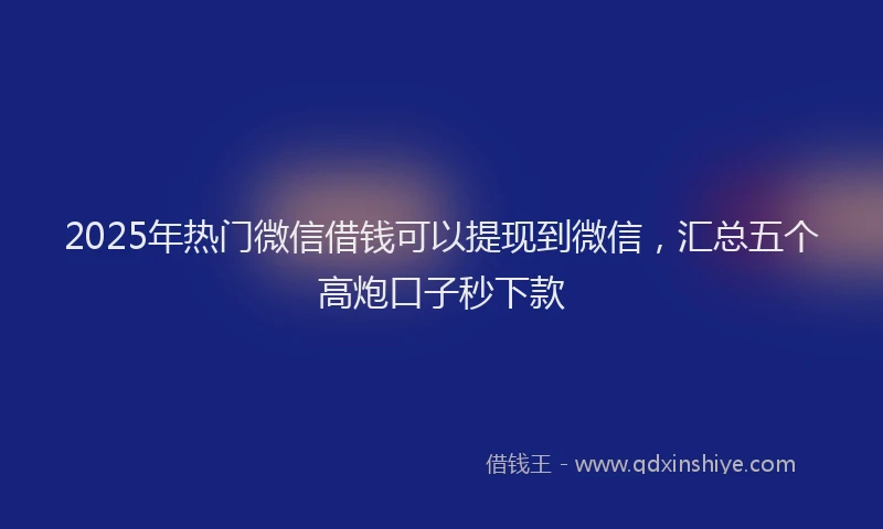 2025年热门微信借钱可以提现到微信，汇总五个高炮口子秒下款