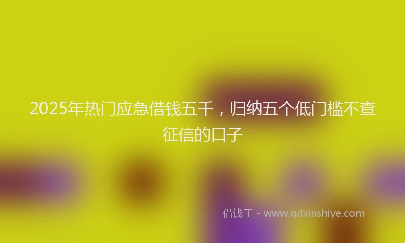2025年热门应急借钱五千，归纳五个低门槛不查征信的口子